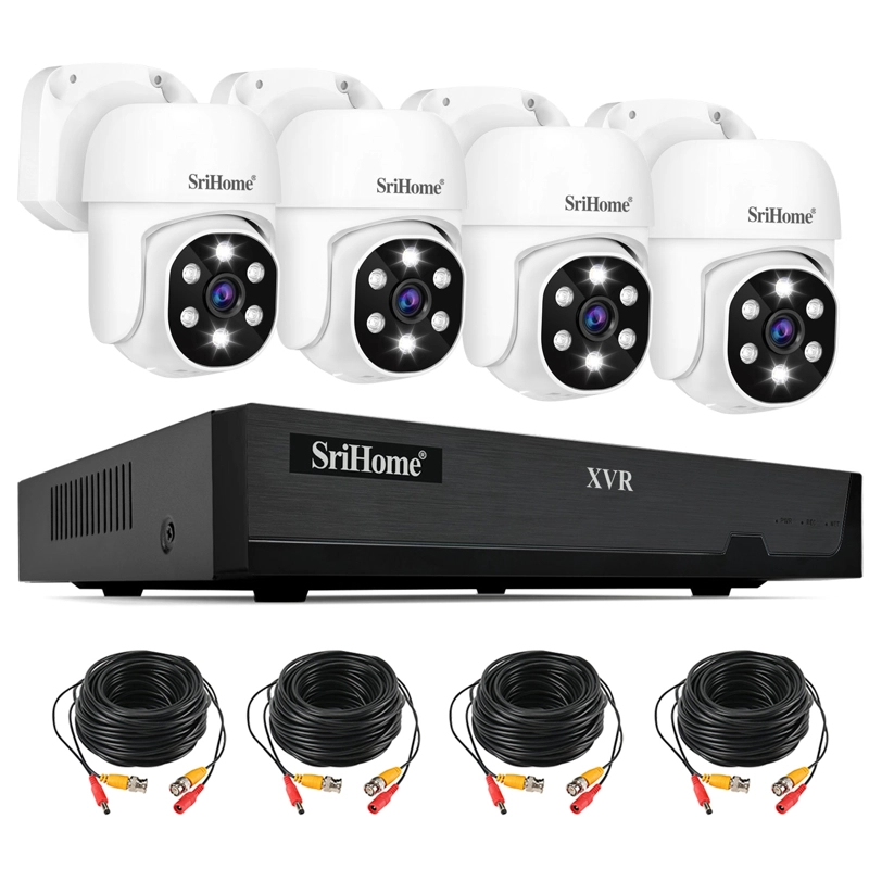 KIT XVR SRIHOME 4 CAMARAS AHD030 PTZ + XVR NVS008  CON AUDIO Y VISION NOCTURNA A COLOR - 3