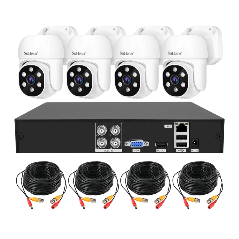 KIT XVR SRIHOME 4 CAMARAS AHD030 PTZ + XVR NVS008  CON AUDIO Y VISION NOCTURNA A COLOR - 4