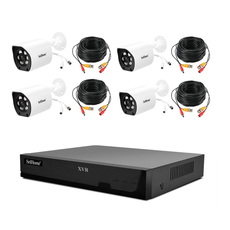 KIT XVR SRIHOME NVS008 4 CAMARAS AH034 1080P CON AUDIO Y VISION NOCTURNA A COLOR - 3
