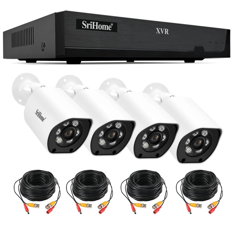 KIT XVR SRIHOME NVS008 4 CAMARAS AH034 1080P CON AUDIO Y VISION NOCTURNA A COLOR - 4