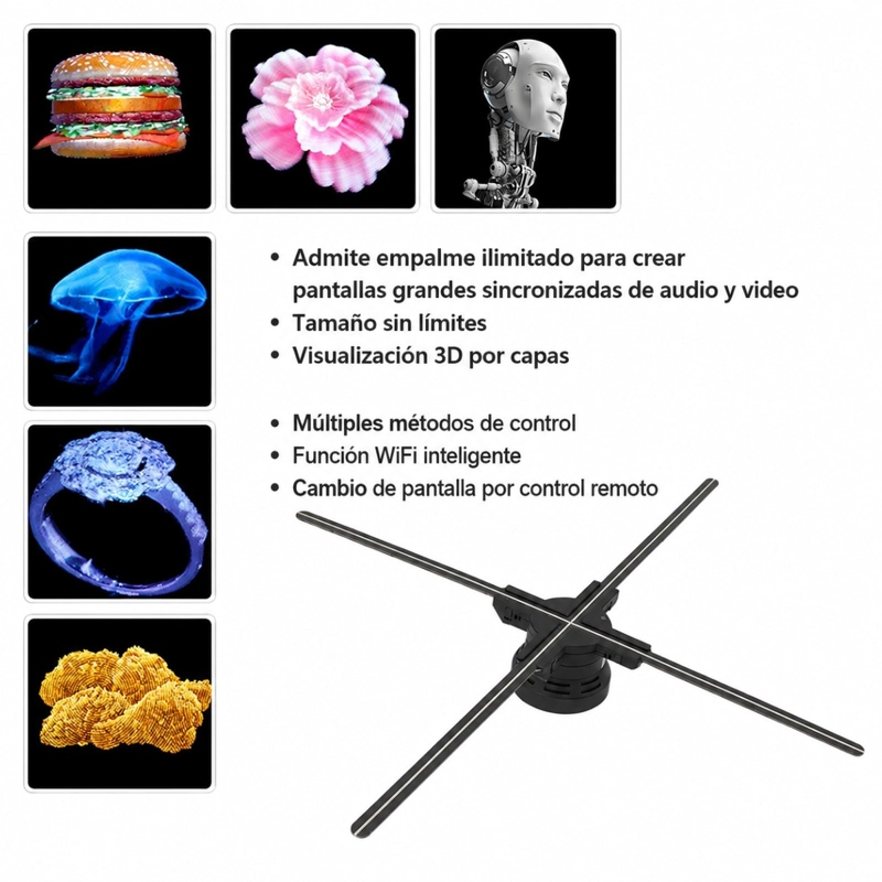 PROYECTOR DE HOLOGRAMAS PUBLICITARIO 3D WIFI 960P 60CM Q60 - 6