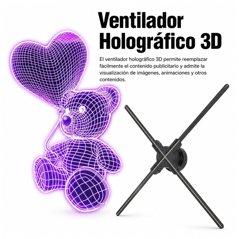 PROYECTOR DE HOLOGRAMAS PUBLICITARIO 3D WIFI 960P 60CM Q60 - 7
