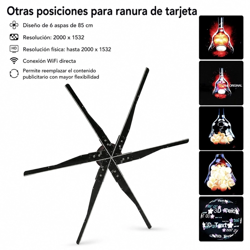 PROYECTOR DE HOLOGRAMAS PUBLICITARIO 3D WIFI 1532P 100CM Q100 - 7