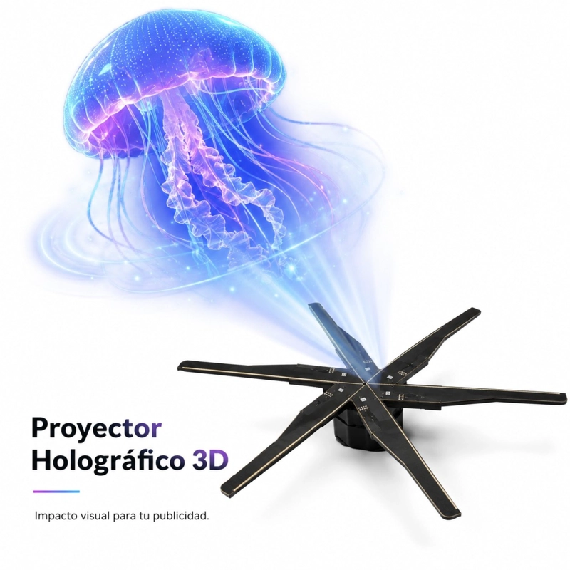PROYECTOR DE HOLOGRAMAS PUBLICITARIO 3D WIFI 960P 60CM Q60 - 7