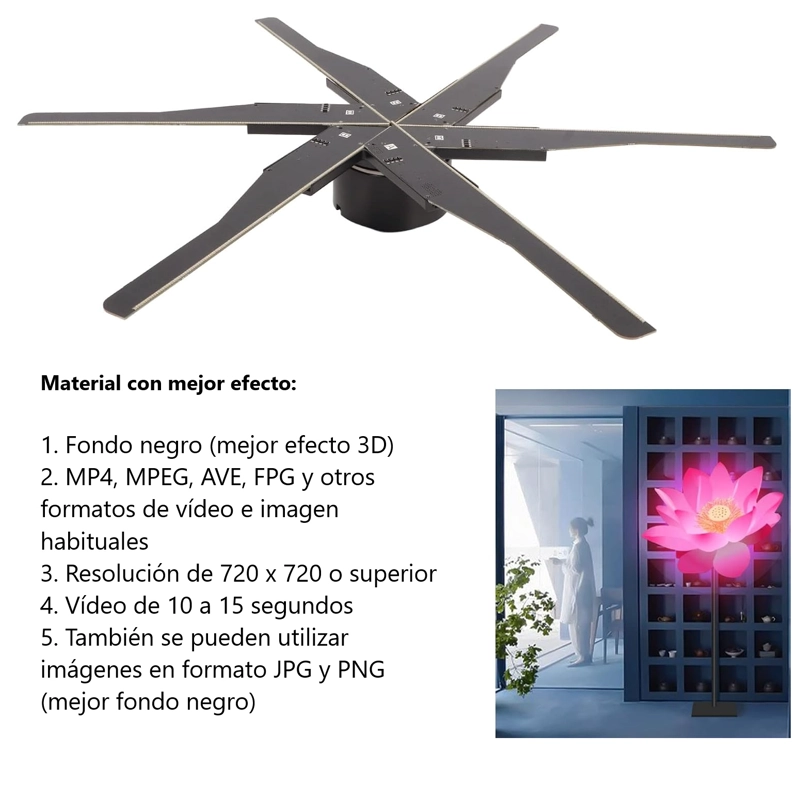 PROYECTOR DE HOLOGRAMAS PUBLICITARIO 3D WIFI 960P 60CM Q60 - 9