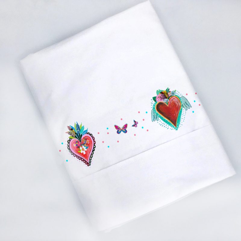 SET SÁBANAS TUYO PRINT CORAZÓN FRIDA 1 PLAZA 200 HILOS ALGODÓN BLANCO ESTAMPADO - 2