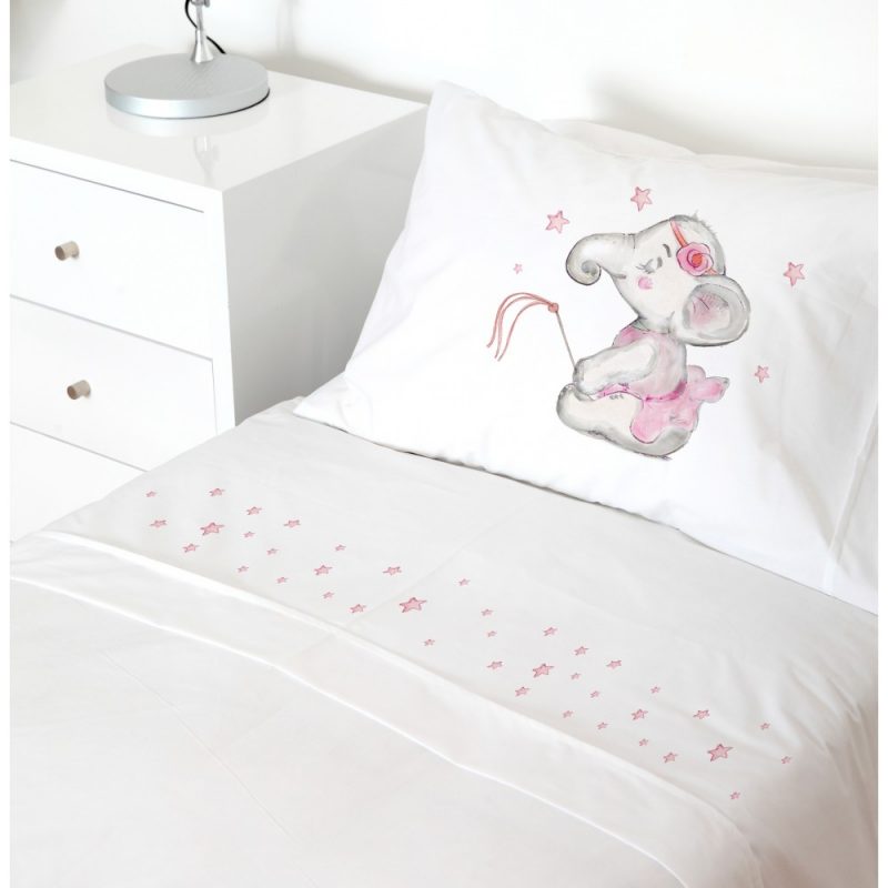 SET SÁBANAS TUYO PRINT BAILARINA 1 PLAZA 200 HILOS ALGODÓN BLANCO ESTAMPADO - 1