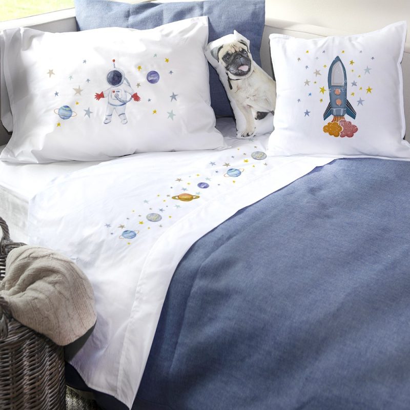 SET SÁBANAS TUYO PRINT DINOSAURIO 1.5 PLAZAS 200 HILOS ALGODÓN BLANCO ESTAMPADO - 2