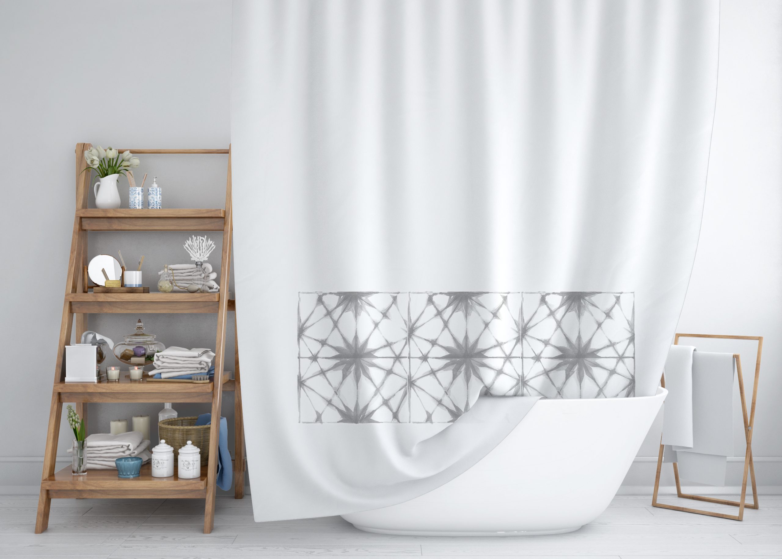 CORTINA DE BAÑO SHIBORI GRIS - 2
