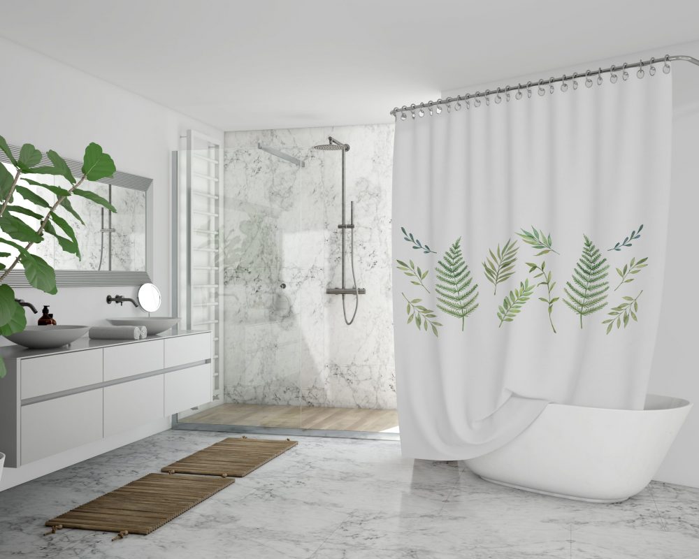 CORTINA DE BAÑO HOJAS VERDES - 2