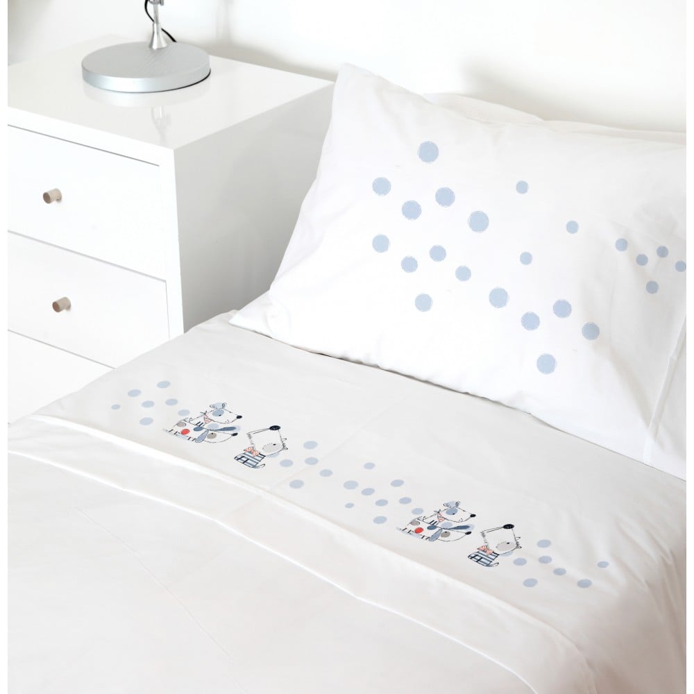 SET SÁBANAS TUYO PRINT DOGS 1.5 PLAZAS 200 HILOS ALGODÓN BLANCO ESTAMPADO - 1