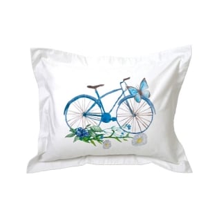 FUNDA TUYO PRINT ALMOHADA BICICLETA 70 X 50 CM ALGODÓN BLANCO AZUL - 1