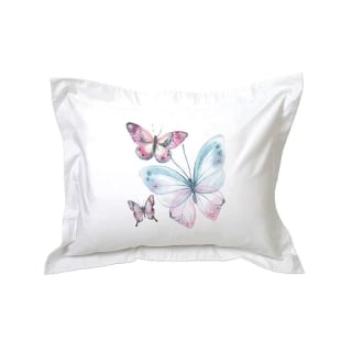 FUNDA TUYO PRINT ALMOHADA MARIPOSAS ROSADA 70 X 50 CM ALGODÓN BLANCO - 1