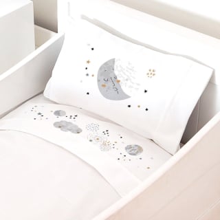 SET SÁBANAS TUYO PRINT LUNA ALGODÓN BLANCO PACK & PLAY - 1