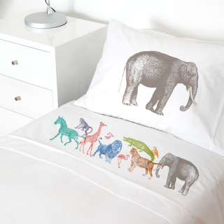 SET SÁBANAS TUYO PRINT SAFARI ALGODÓN BLANCO CAMA TRANSICIÓN - 1