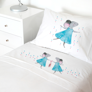SET SÁBANAS TUYO PRINT RATONA ALGODÓN BLANCO CAMA TRANSICIÓN - 1