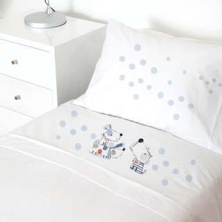 SET SÁBANAS TUYO PRINT DOGS ALGODÓN CAMA TRANSICIÓN - 1
