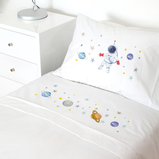 SET SÁBANAS TUYO PRINT ESPACIAL ALGODÓN BLANCO CAMA TRANSICIÓN - 1
