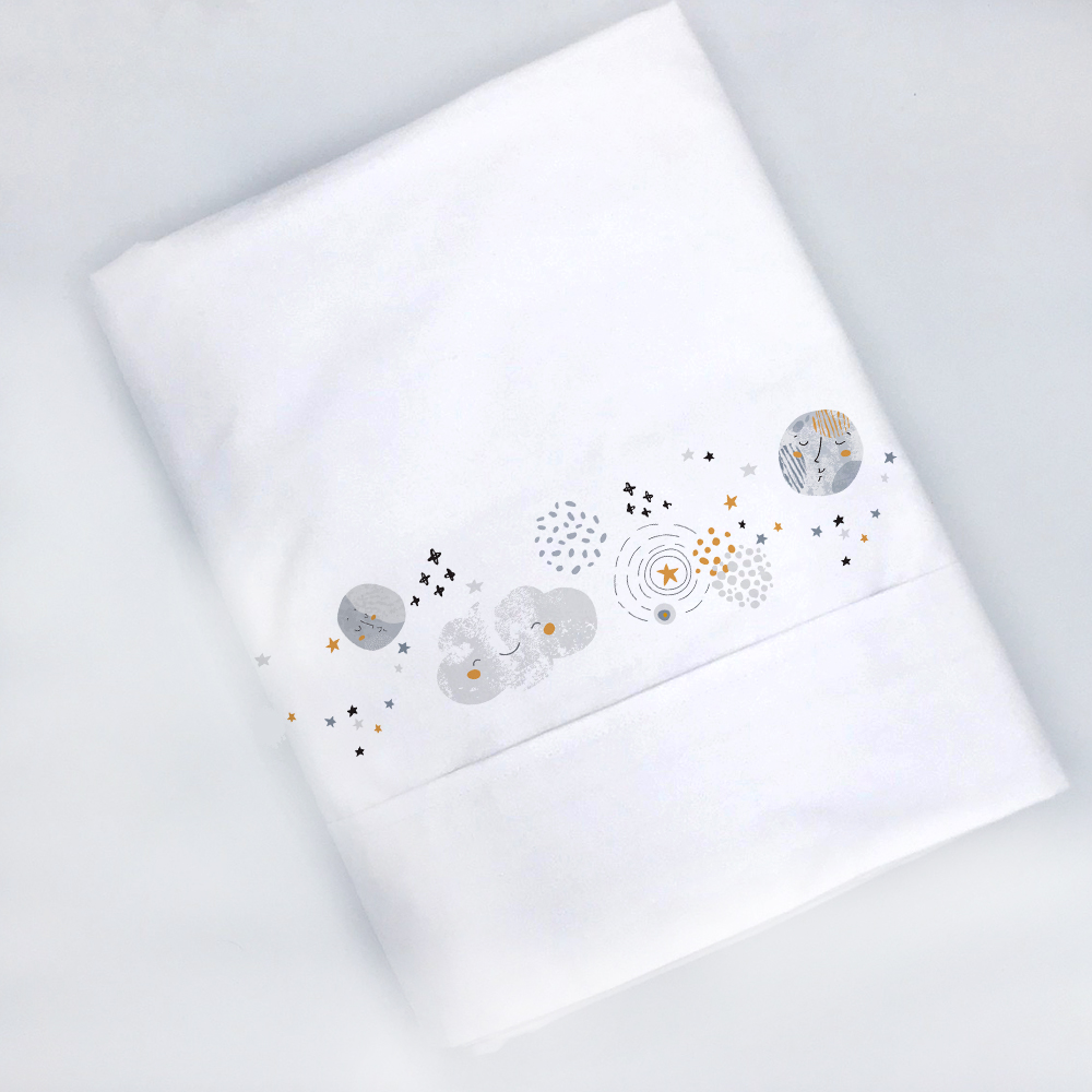 SET SÁBANAS TUYO PRINT LUNA ALGODÓN BLANCO CAMA TRANSICIÓN - 1