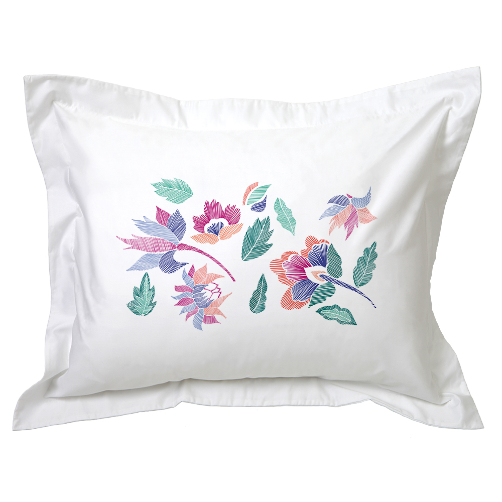 FUNDA TUYO PRINT ALMOHADA MARÍA 70 X 50 CM ALGODÓN BLANCO - 1