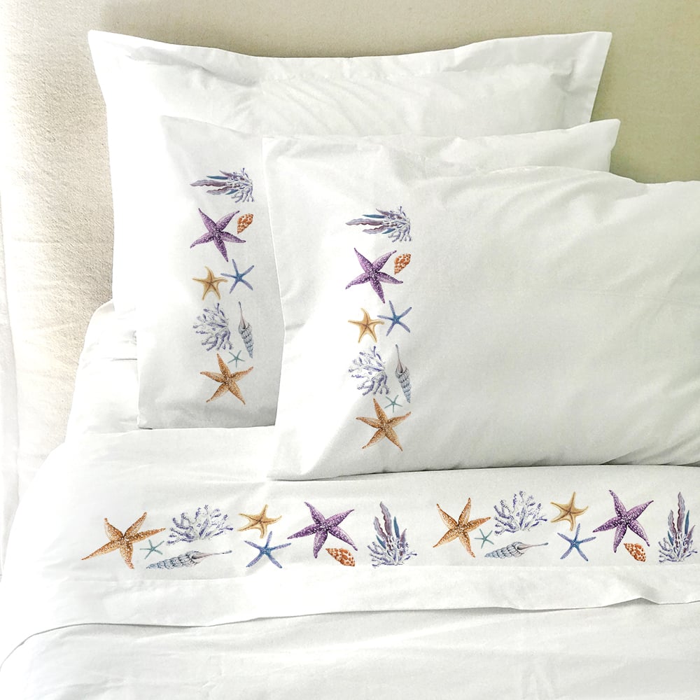 SET SÁBANAS TUYO PRINT STELLA KING 200 HILOS ALGODÓN BLANCO ESTAMPADO - 1