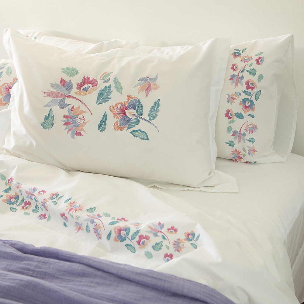 SET SÁBANAS TUYO PRINT MARIA 2 PLAZAS 200 HILOS ALGODÓN BLANCO ESTAMPADO - 3