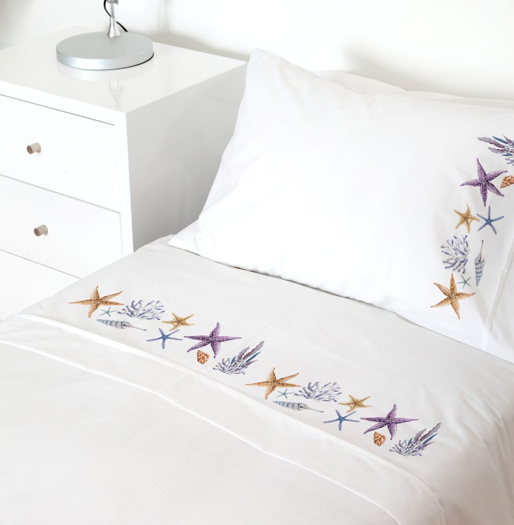 SET SÁBANAS TUYO PRINT STELLA 1.5 PLAZAS 200 HILOS ALGODÓN BLANCO ESTAMPADO - 1