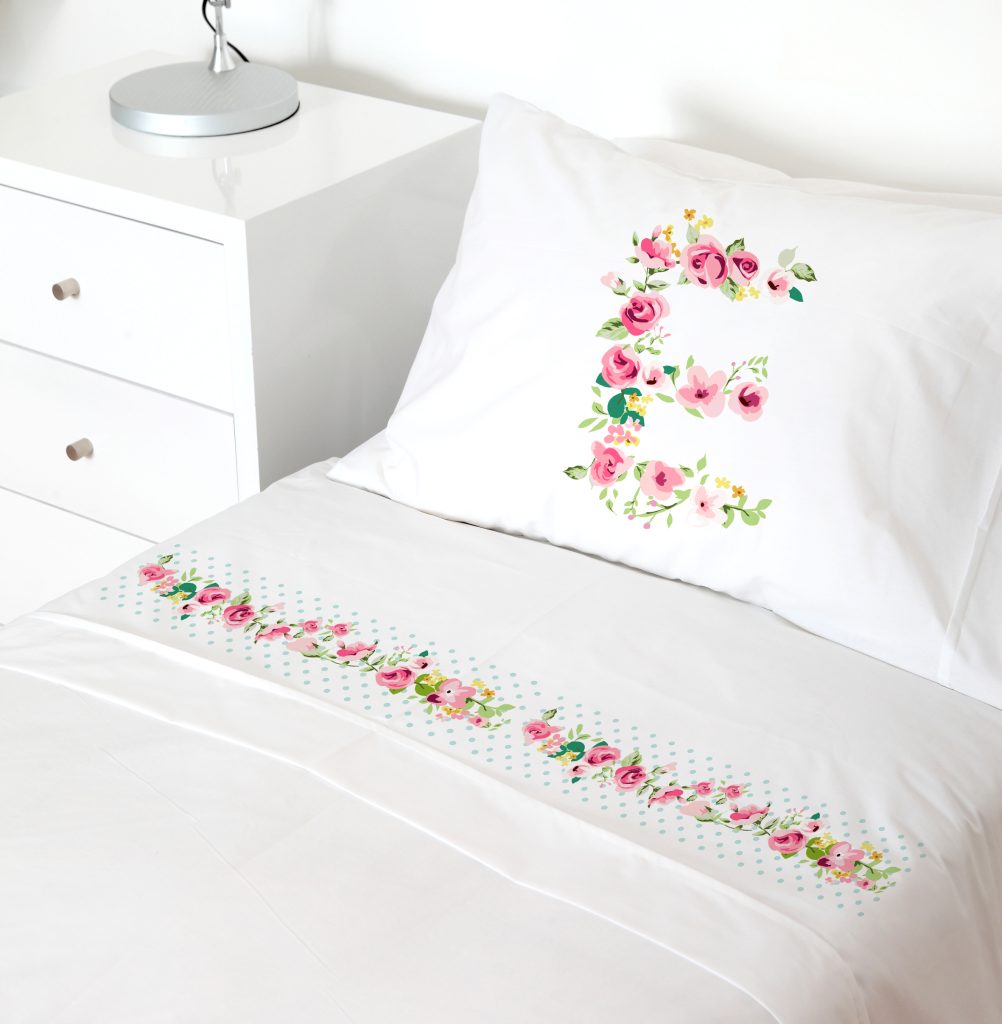 SET SÁBANAS TUYO PRINT LETRAS VINTAGE E 1 PLAZA 200 HILOS ALGODÓN BLANCO ESTAMPADO - 1