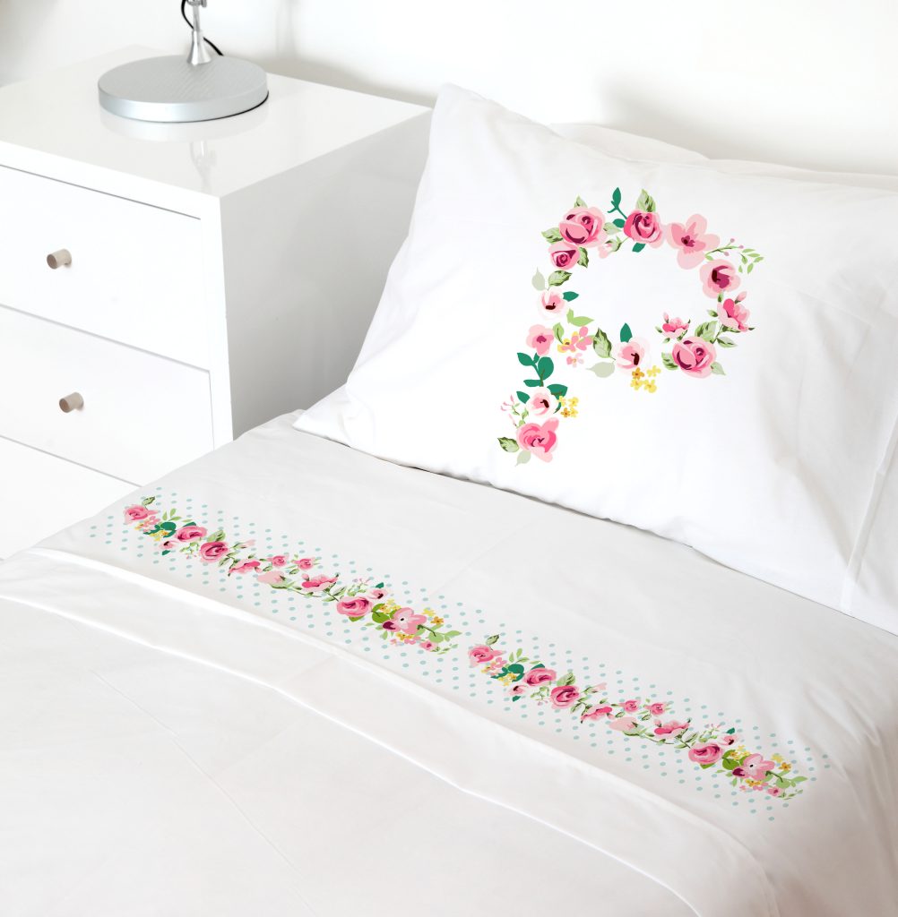SET SÁBANAS TUYO PRINT LETRAS VINTAGE P 1 PLAZA 200 HILOS ALGODÓN BLANCO ESTAMPADO - 1