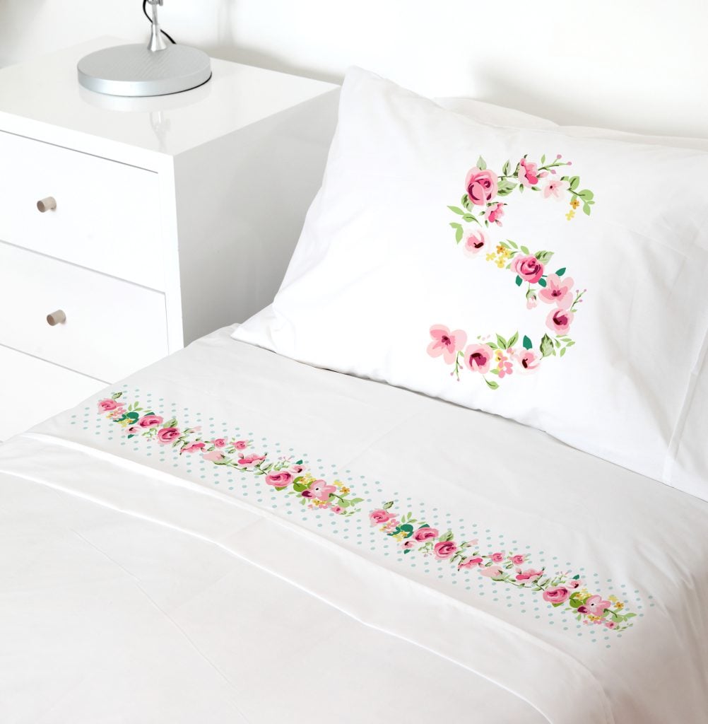SET SÁBANAS TUYO PRINT LETRAS VINTAGE S 1 PLAZA 200 HILOS ALGODÓN BLANCO ESTAMPADO - 1