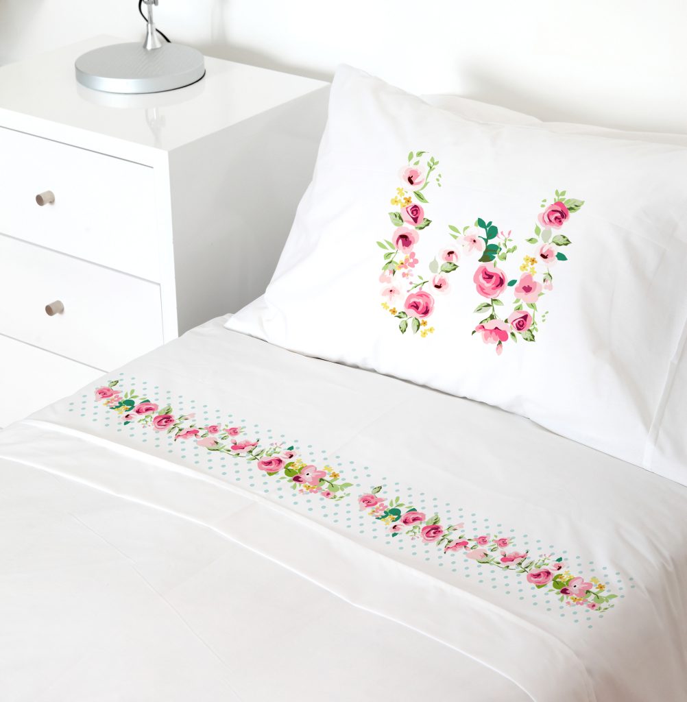 SET SÁBANAS TUYO PRINT LETRAS VINTAGE W 1 PLAZA 200 HILOS ALGODÓN BLANCO ESTAMPADO - 1