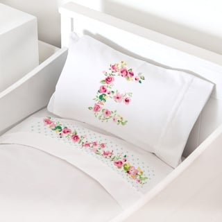 SET SÁBANAS TUYO PRINT LETRAS VINTAGE E CUNA ALGODÓN BLANCO - 1