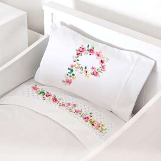 SET SÁBANAS TUYO PRINT LETRAS VINTAGE P CUNA ALGODÓN BLANCO - 1