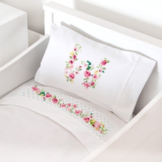 SET SÁBANAS TUYO PRINT LETRAS VINTAGE W CUNA ALGODÓN - 1