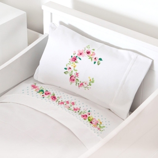SET SÁBANAS TUYO PRINT LETRAS VINTAGE C ALGODÓN BLANCO MOISÉS COLECHO - 1