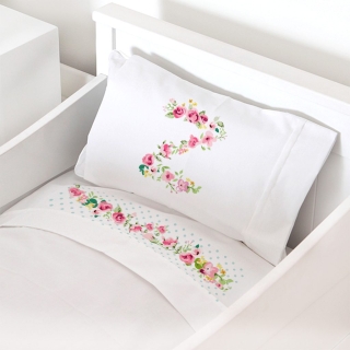 SET SÁBANAS TUYO PRINT LETRAS VINTAGE Z ALGODÓN BLANCO MOISÉS COLECHO - 1