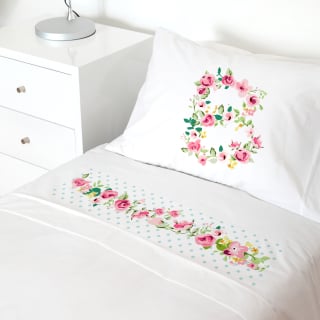 SET SÁBANAS TUYO PRINT LETRAS VINTAGE B ALGODÓN BLANCO CAMA TRANSICIÓN - 1