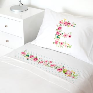 SET SÁBANAS TUYO PRINT LETRAS VINTAGE E ALGODÓN BLANCO CAMA TRANSICIÓN - 1