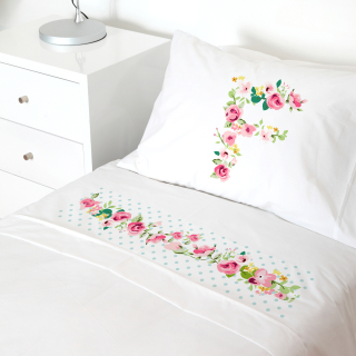 SET SÁBANAS TUYO PRINT LETRAS VINTAGE F BLANCO CAMA TRANSICIÓN - 1