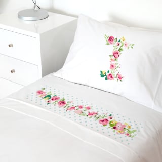 SET SÁBANAS TUYO PRINT LETRAS VINTAGE I ALGODÓN BLANCO CAMA TRANSICIÓN - 1