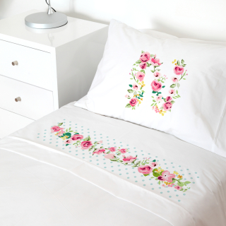 SET SÁBANAS TUYO PRINT LETRAS VINTAGE N BLANCO CAMA TRANSICIÓN - 1
