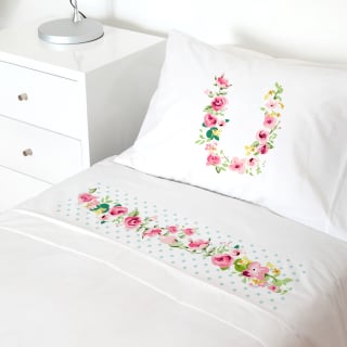 SET SÁBANAS TUYO PRINT LETRAS VINTAGE U BLANCO CAMA TRANSICIÓN - 1