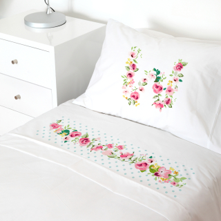 SET SÁBANAS TUYO PRINT LETRAS VINTAGE W BLANCO CAMA TRANSICIÓN - 1
