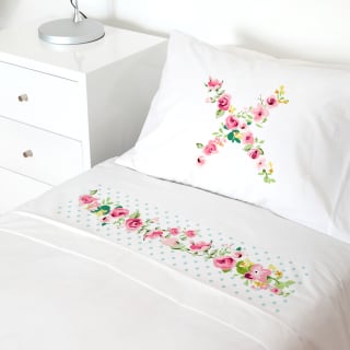 SET SÁBANAS TUYO PRINT LETRAS VINTAGE X ALGODÓN BLANCO CAMA TRANSICIÓN - 1