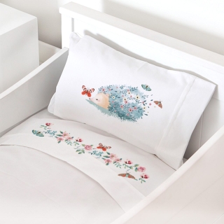 SET SÁBANAS TUYO PRINT ERIZO ALGODÓN BLANCO PACK & PLAY - 1