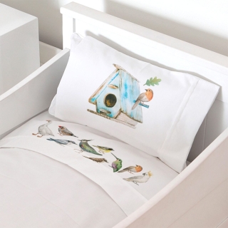 SET SÁBANAS TUYO PRINT LA PAJARERA CUNA BLANCO - 1