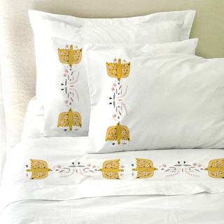 SET SÁBANAS TUYO PRINT PALOMAR 2 PLAZAS 200 HILOS ALGODÓN BLANCO ESTAMPADO - 1