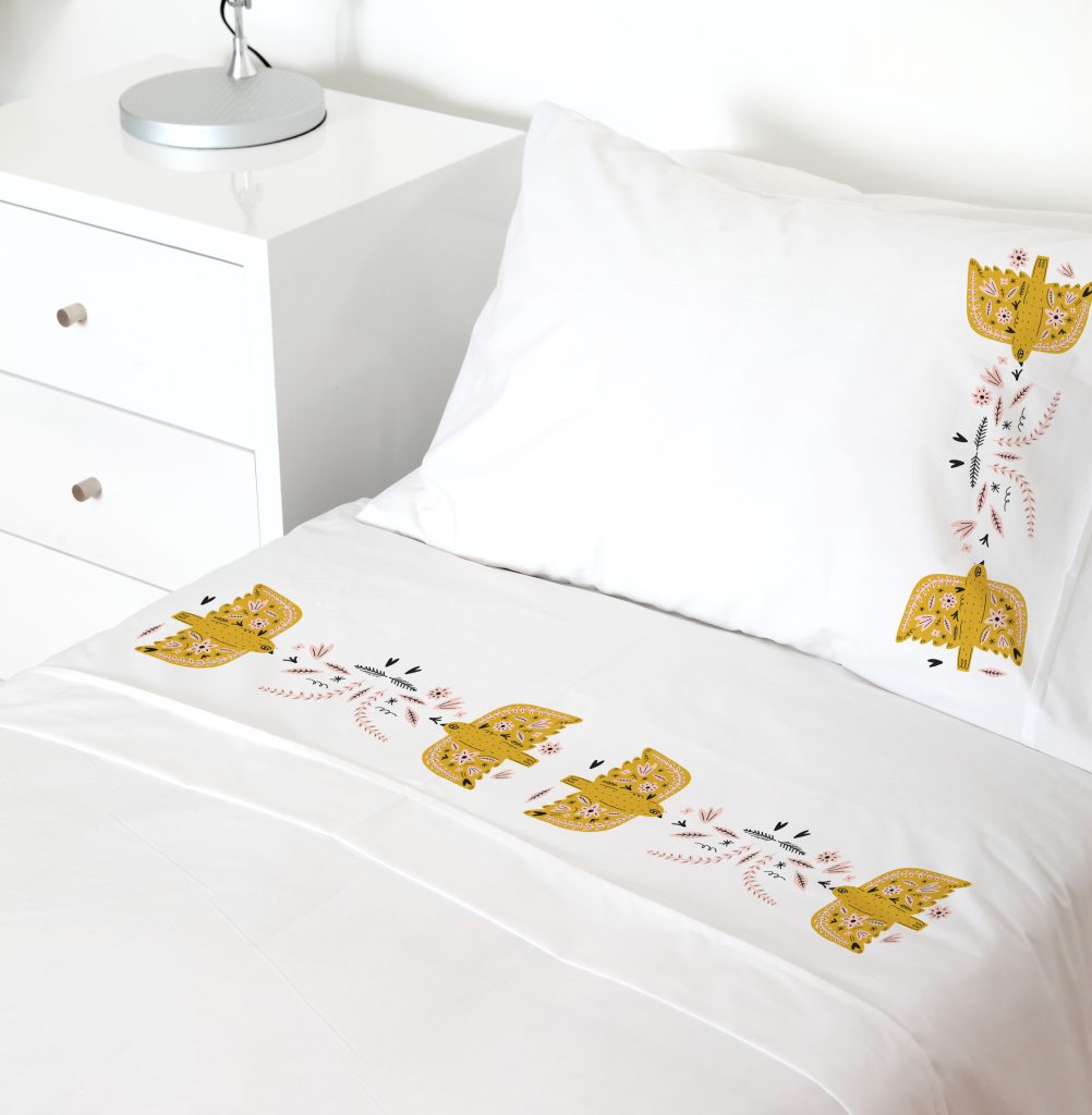 SET SÁBANAS TUYO PRINT PALOMAR 1.5 PLAZAS 200 HILOS ALGODÓN BLANCO ESTAMPADO - 1