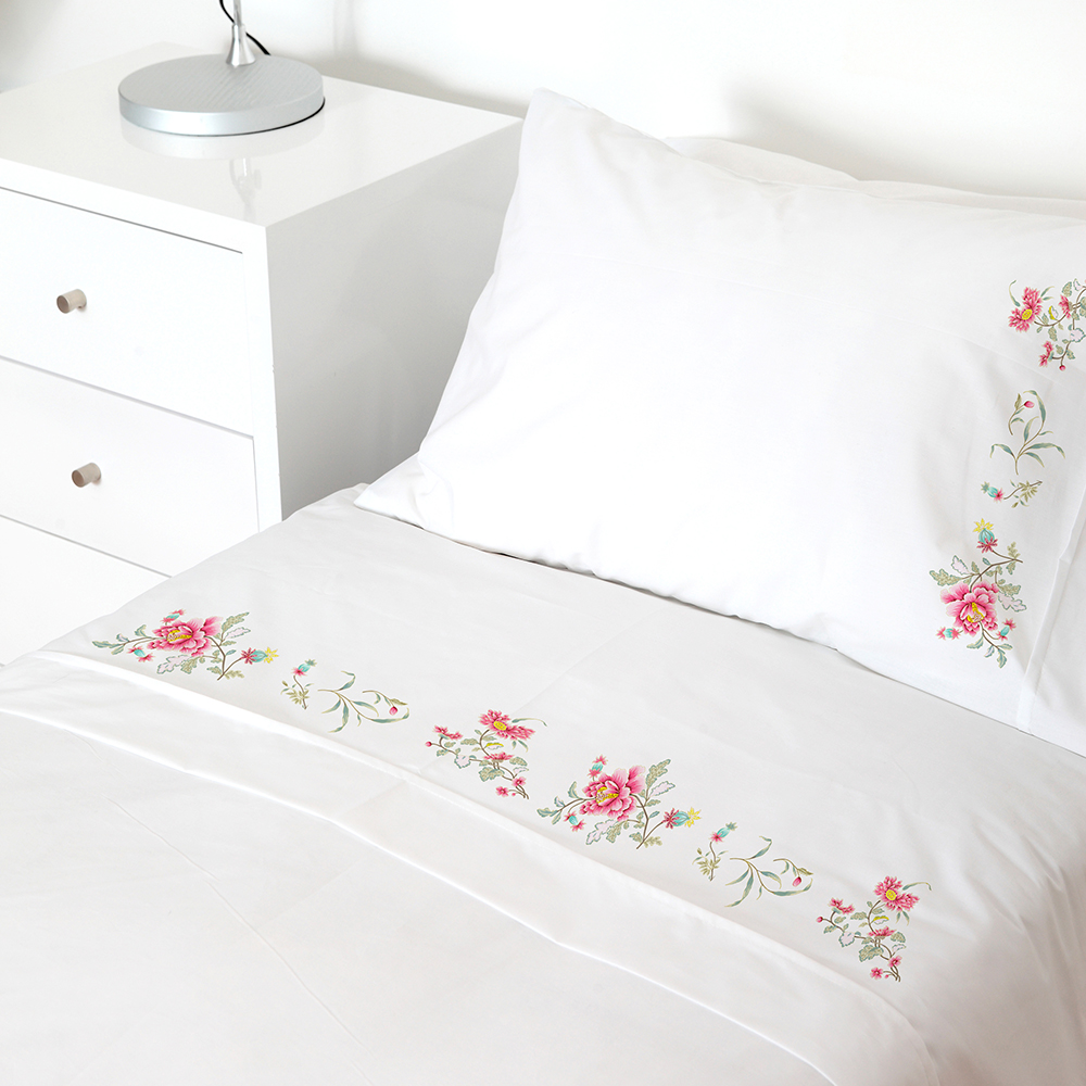 SET SÁBANAS TUYO PRINT FRAN 1 PLAZA 200 HILOS ALGODÓN BLANCO ESTAMPADO - 1