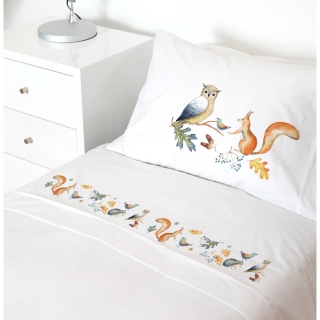 SET SÁBANAS TUYO PRINT FOREST 1 PLAZA 200 HILOS ALGODÓN BLANCO ESTAMPADO - 1